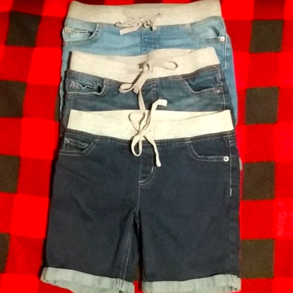 3 PAIRS JUSTICE Pull On Denim Shorts 12 Slim - Picture 2 of 11